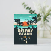 Delray Beach Florida Retro Sunset Souvenirs 60er Postkarte (Stehend Vorderseite)