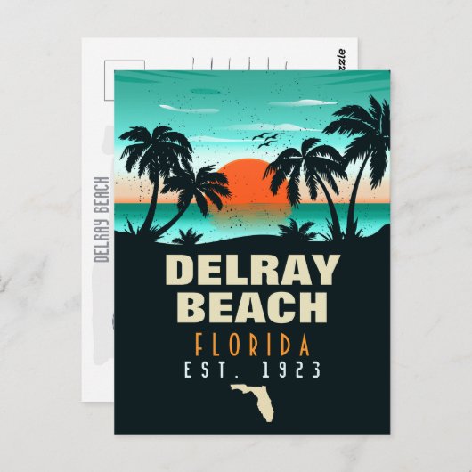 Delray Beach Florida Retro Sunset Souvenirs 60er Postkarte (Vorne/Hinten)