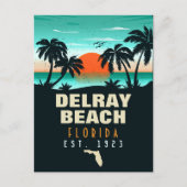 Delray Beach Florida Retro Sunset Souvenirs 60er Postkarte (Vorderseite)