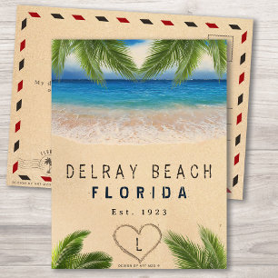 Delray Beach Florida Sand Tropical Palm Blätter Postkarte