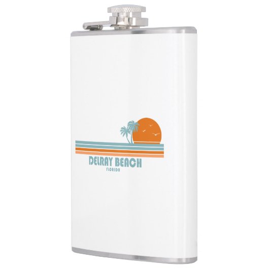 Delray Beach Florida Sun Palm Trees Flachmann (Links)