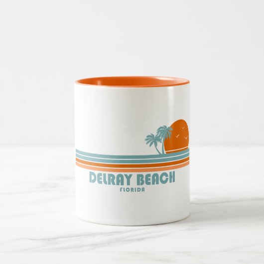 Delray Beach Florida Sun Palm Trees Zweifarbige Tasse (Mittel)