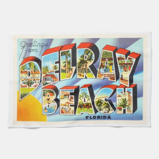 Delray Beach Florida Vintage Reise-Andenken Geschirrtuch (Horizontal)