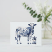 Delsoftware Cow und Milk Jar Postkarte (Stehend Vorderseite)
