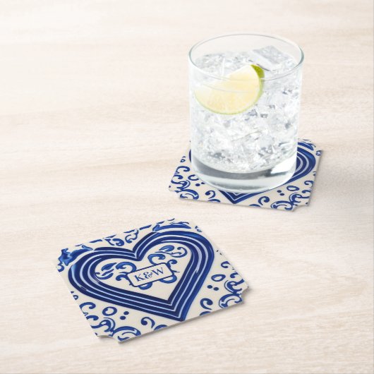 'Delsoftware' Dutch Look Painted Heart - Monogramm Untersetzer (Vor Ort)