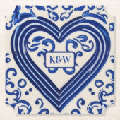 'Delsoftware' Dutch Look Painted Heart - Monogramm Untersetzer (Vorderseite)