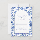 Delsoftware-Inspiriert Blue Floral arch Response-u RSVP Karte (Vorderseite)