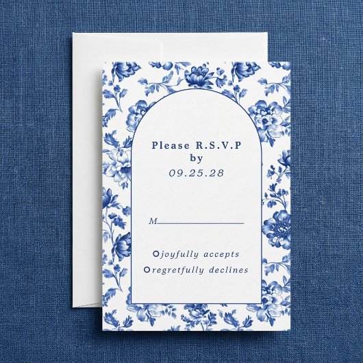 Delsoftware-Inspiriert Blue Floral arch Response-u RSVP Karte