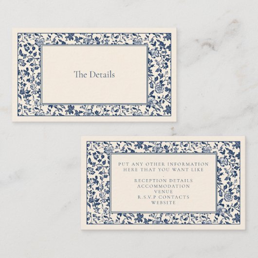 Delsoftware Vintager Stil florale Details Begleitkarte (Vorne/Hinten)