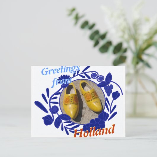 Delsoftwaremuster und Clogs Greetings aus Holland Postkarte (Stehend Vorderseite)
