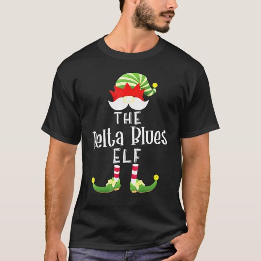 Delta Blues Elf Gruppe Weihnachten Pajama Party T-Shirt (Vorderseite)
