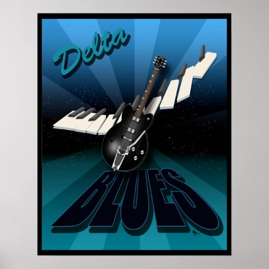 Delta Blues Guitar and Keyboard Starburst Poster (Vorne)