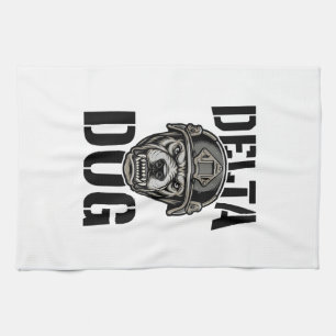 Delta Dog Bulldog Helm Vintage Gravur Design_ Geschirrtuch