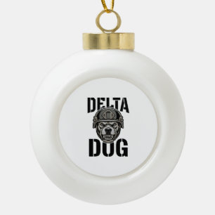 Delta Dog Bulldog Helm Vintage Gravur Design_ Keramik Kugel-Ornament