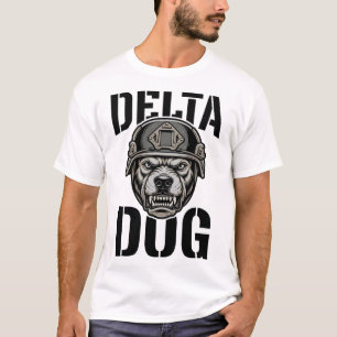 Delta Dog Bulldog Helm Vintage Gravur Design_ T-Shirt