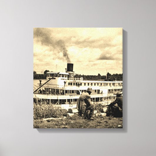 Delta Queen Steamboat Mississippi Fluss Art Leinwanddruck (Vorderseite)