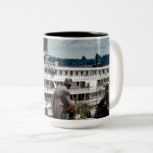 Delta Queen Steamboat Mississippi Fluss Art Zweifarbige Tasse (VorderseiteRechts)