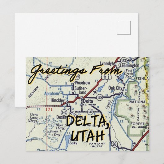 Delta Utah Vintage Karte (Vorne/Hinten)