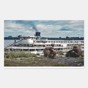 Deltaköniginsteamboat-Fluss Mississipi-Kunst Rechteckiger Aufkleber