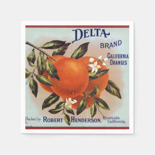 Deltaorangen-Frucht-Kisten-Aufkleber Serviette