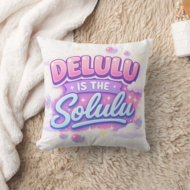 Delulu Is the Solulu – Cute Kawaii Aesthetic  Kissen (Decke)