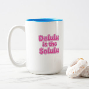 Delulu ist der Solulu Rosa Glitzer-Mug Lustiger Zweifarbige Tasse