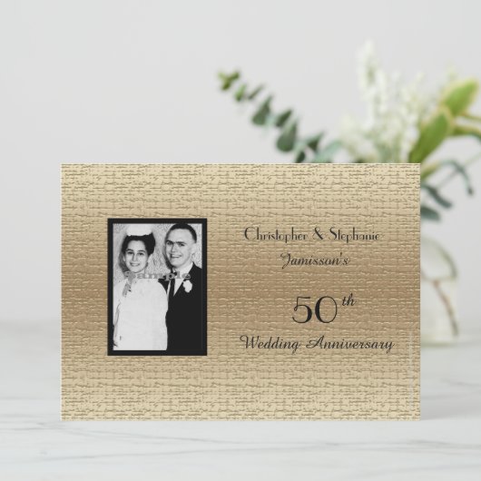 Deluxe 50. Hochzeitstag Foto Einladung (Stehend Vorderseite)