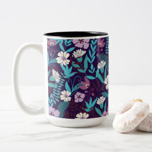 Deluxe Aquamarin & Burgund Blume Zweifarbige Tasse
