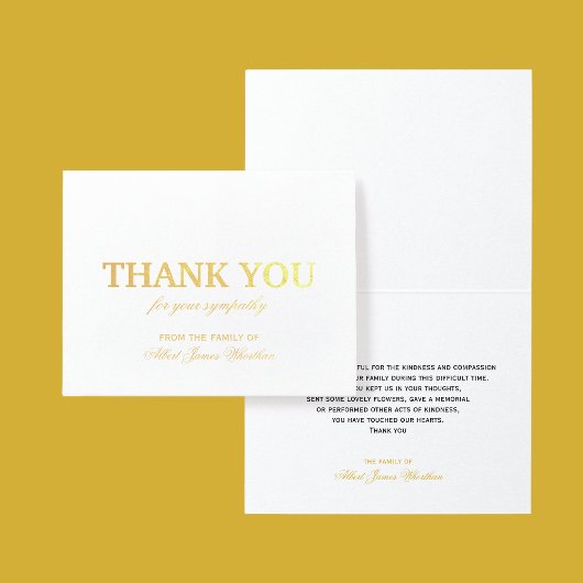 Deluxe Beileid Danke Card Gold Foil Folienkarte