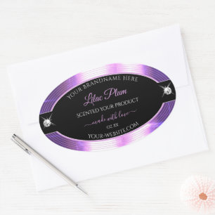 Deluxe Black Lilac Shiny Brilliants Produktlabel Ovaler Aufkleber