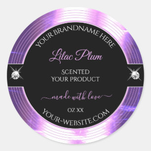 Deluxe Black Lilac Shiny Brilliants Produktlabel Runder Aufkleber