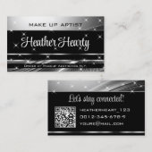 Deluxe Black Silver Gray Ombre Glitzer und QR Code Visitenkarte (Vorne/Hinten)