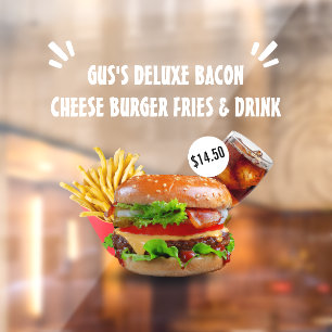 Deluxe Burger Pommes Getränk Restaurant anpassen Fensteraufkleber