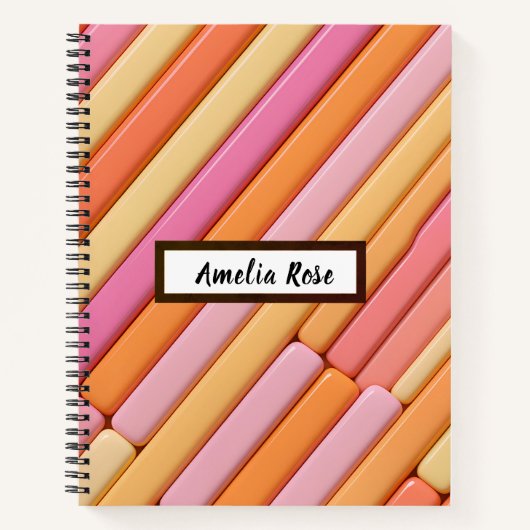 Deluxe Custom Pastel Geometric Notebook - Abstrakt Notizblock (Vorderseite)