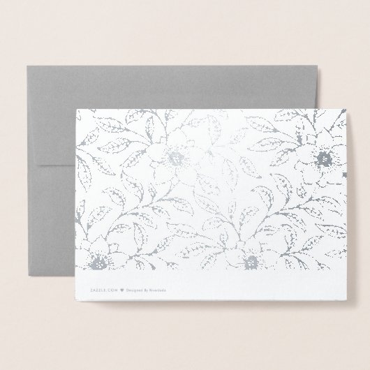 Deluxe Foil Silver Floral Wedding Einladung (Rückseite mit Umschlag)