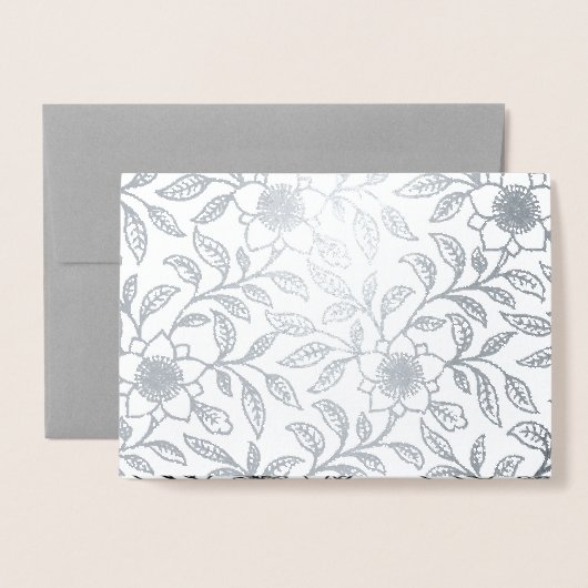 Deluxe Foil Silver Floral Wedding Einladung (Vorderseite mit Umschlag)