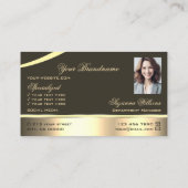 Deluxe Gold Brown Decke Lines Logo Foto Visitenkarte (Rückseite)