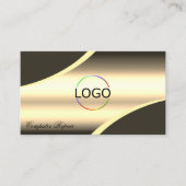 Deluxe Gold Brown Decke Lines Logo Foto Visitenkarte (Vorderseite)