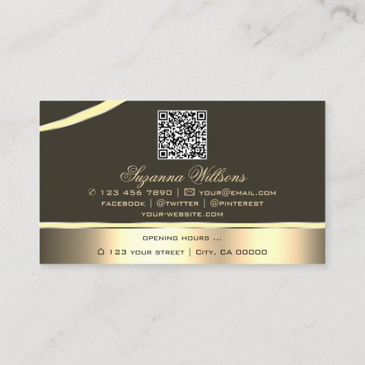 Deluxe Gold Brown Decklines Logo QR Code Visitenkarte (Rückseite)