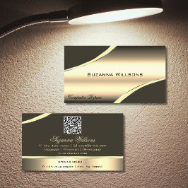 Deluxe Gold Brown Decklines und QR Code Visitenkarte