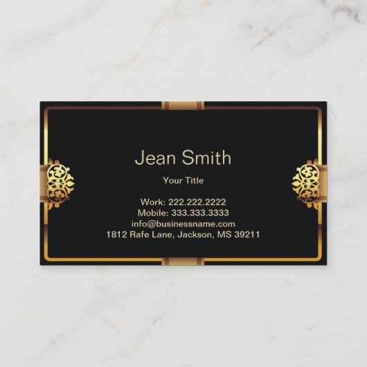 Deluxe Gold Frame Interior Design Visitenkarte (Rückseite)