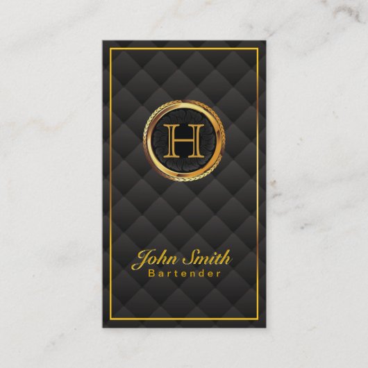 Deluxe Gold Monogram Barkeeper Business Card Visitenkarte (Vorderseite)