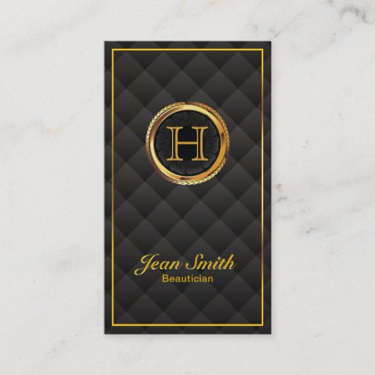 Deluxe Gold Monogram Beautician Business Card Visitenkarte (Vorderseite)