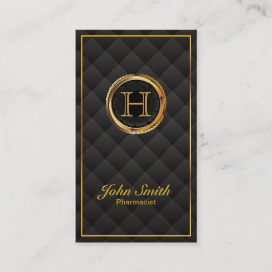 Deluxe Gold Monogram Pharmaceutical Business Card Visitenkarte (Vorderseite)