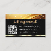 Deluxe Golden Black Sparkore Stars Ombre QR Code Visitenkarte (Rückseite)