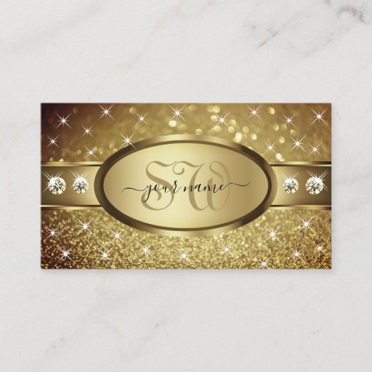 Deluxe Golden Glitzer Stars Visitenkarte (Vorderseite)