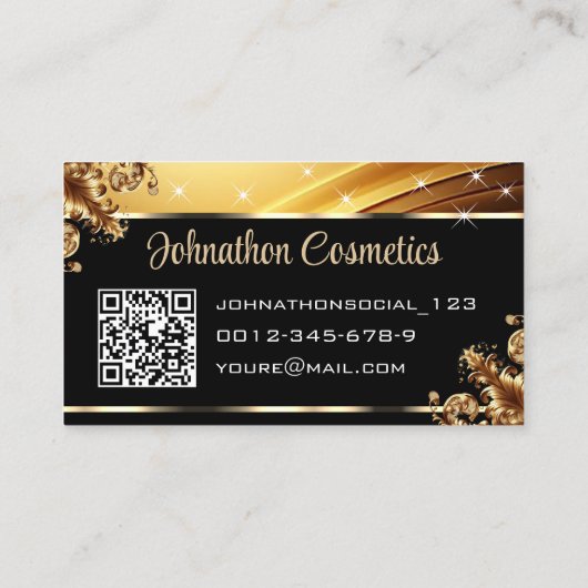 Deluxe Golden Luxury Rose Grafik QR Code und Logo Visitenkarte (Rückseite)