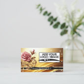 Deluxe Golden Luxury Rose Grafik QR Code und Logo Visitenkarte (Stehend Vorderseite)