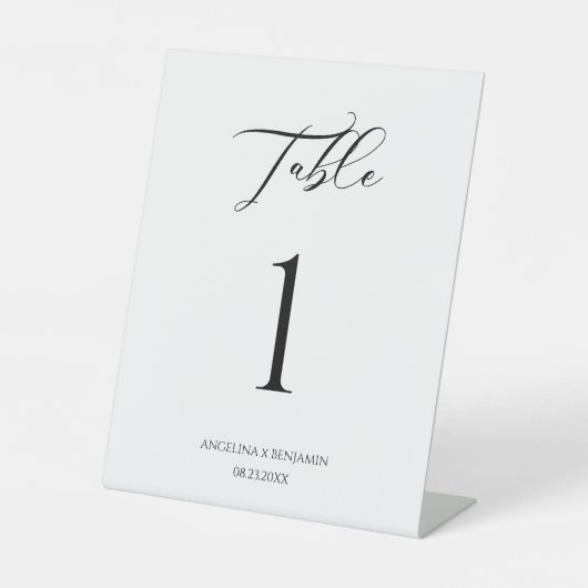 DELUXE Hochzeitskalligrafie-Script-Tischnummer Sockelschild (Vorderseite)