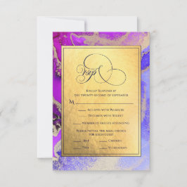 Deluxe Lila Gold Abstrakt Art Wedding RSVP Karte